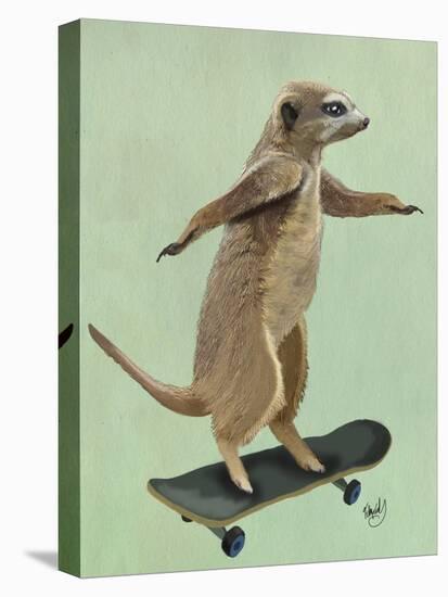 Meerkat on Skateboard-Fab Funky-Stretched Canvas