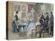 Meeting of Aristocratic Families in the Living Room. Colored Engraving by George Scott, 1892-Prisma Archivo-Premier Image Canvas