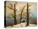 Megalithic cairn in the snow-Caspar David Friedrich-Premier Image Canvas