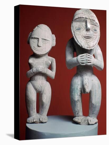 Melanesian male and female ancestor figures-Unknown-Premier Image Canvas