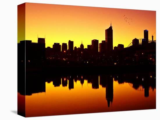 Melbourne CBD and Telstra Dome at Dawn, Victoria, Australia-David Wall-Premier Image Canvas