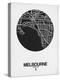 Melbourne Street Map Black on White-NaxArt-Stretched Canvas