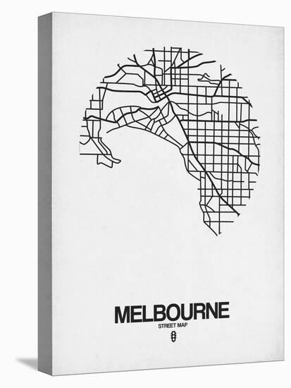 Melbourne Street Map White-NaxArt-Stretched Canvas