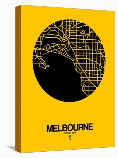 Melbourne Street Map Yellow-NaxArt-Stretched Canvas