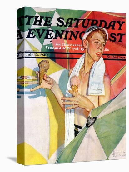 "Melting Ice Cream" or "Joys of Summer" Saturday Evening Post Cover, July 13,1940-Norman Rockwell-Premier Image Canvas