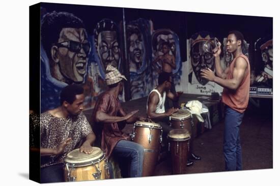 Members from 'The Blackstone Rangers' Gang Drumming in their Hang Out, Chicago, IL, 1968-Declan Haun-Premier Image Canvas