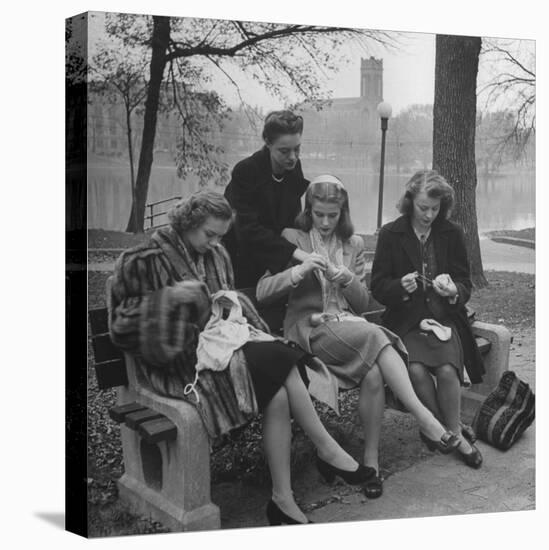 Members of Ballet Russe Sitting in a Park Mending their Shoes and their Tights-Myron Davis-Premier Image Canvas