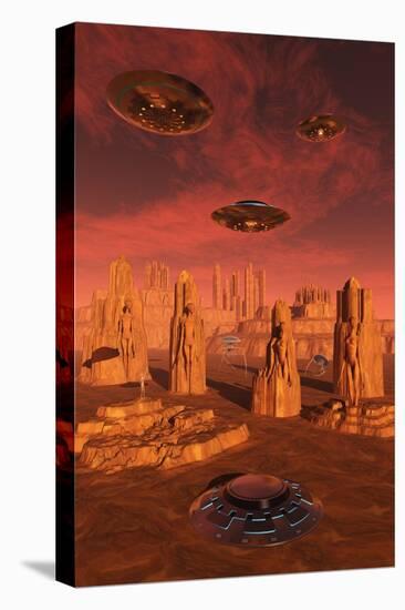 Members of the Planets Advanced Civilization Leaving Mars-null-Stretched Canvas