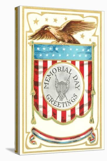 Memorial Day Greetings, Eagle with Banner-null-Stretched Canvas