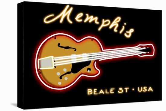 Memphis, Tennesse - Neon Guitar Sign-Lantern Press-Stretched Canvas