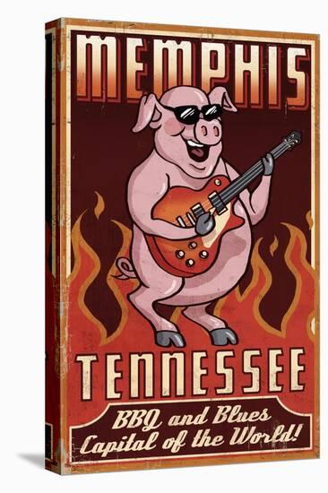 Memphis, Tennessee - Guitar Pig-Lantern Press-Stretched Canvas