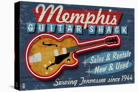 Memphis, Tennessee - Guitar Shack-Lantern Press-Stretched Canvas