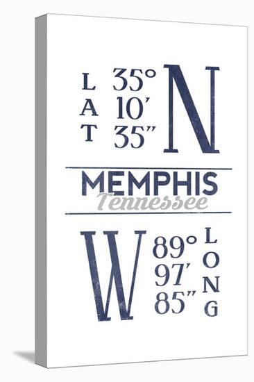 Memphis, Tennessee - Latitude and Longitude (Blue)-Lantern Press-Stretched Canvas