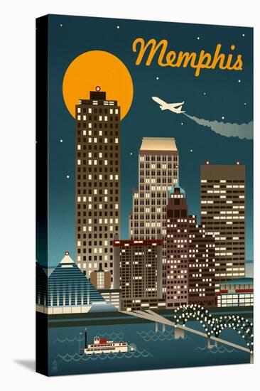 Memphis, Tennessee - Retro Skyline-Lantern Press-Stretched Canvas