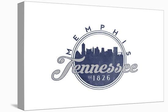 Memphis, Tennessee - Skyline Seal (Blue)-Lantern Press-Stretched Canvas