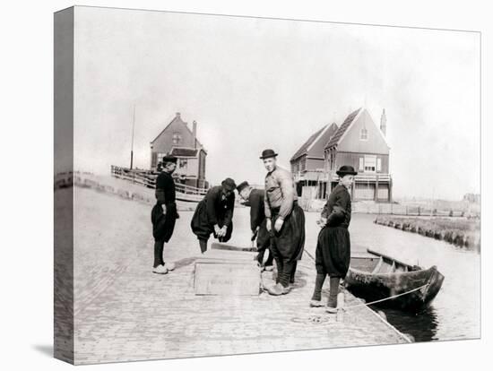 Men and Boys in Traditional Costume by a Canal Bank, Marken Island, Netherlands, 1898-James Batkin-Premier Image Canvas