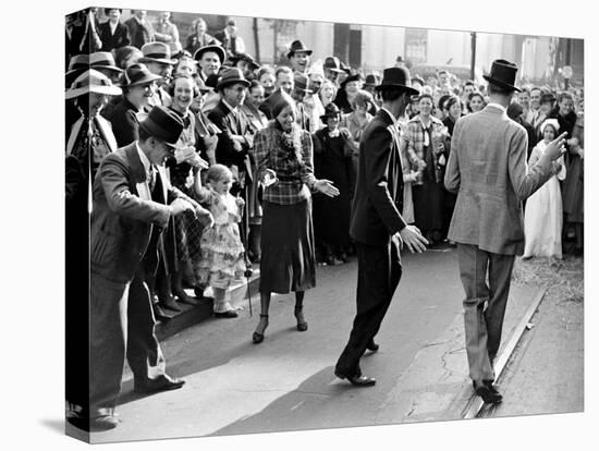 Men dancing in the street as revelers celebrate New Orleans Mardi Gras. February 1938-William Vandivert-Premier Image Canvas