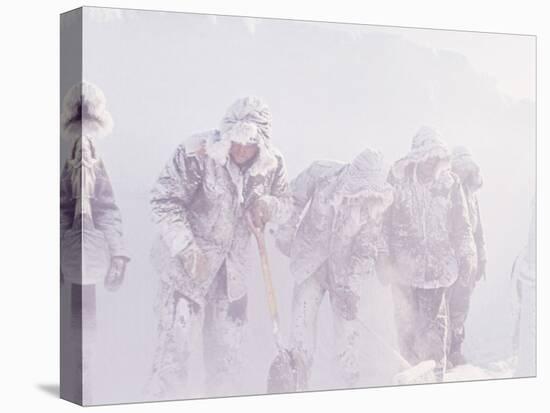 Men in the Bitter Cold at a Station in Antarctica-Michael Rougier-Premier Image Canvas