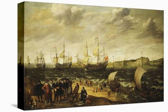 Men-Of-War Sailing Out of an Estuary with Figures in the Forground-Adam Willaerts-Premier Image Canvas