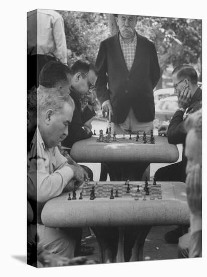 Men Playing Chess in Central Park-Leonard Mccombe-Premier Image Canvas