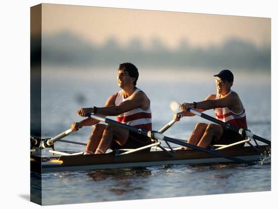 Men's Pairs Rowing Team in Action, Vancouver Lake, Washington, USA-null-Premier Image Canvas