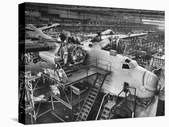 Men Working on Martin Patrol Bomber at Glenn Martin Plant-Myron Davis-Premier Image Canvas