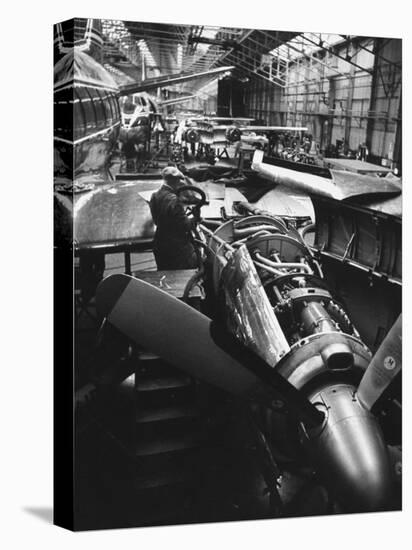 Men Working on Partially Completed Jets at New Vickers Plant-Carl Mydans-Premier Image Canvas