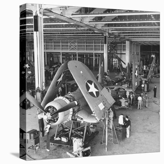 Men Working on the Aircrafts Final Constructing Stages-Peter Stackpole-Premier Image Canvas