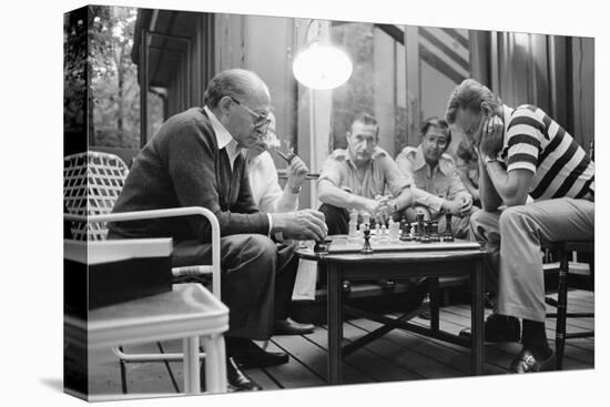 Menahem Begin and Zbigniew Brzezinski Play Chess at the Camp David Summit, 1978-null-Stretched Canvas