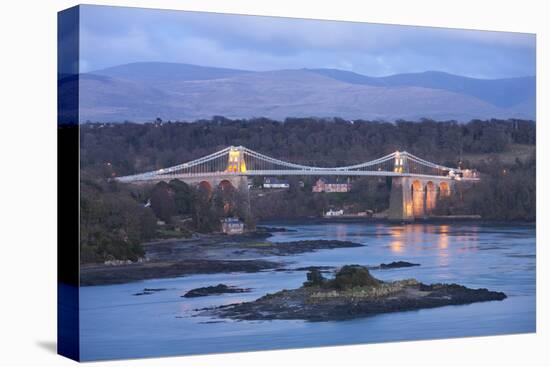 Menai Bridge Spanning the Menai Strait, Backed by the Mountains of Snowdonia National Park, Wales-Adam Burton-Premier Image Canvas