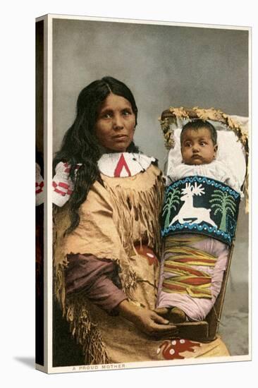 Menominee Indian Woman with Papoose-null-Stretched Canvas