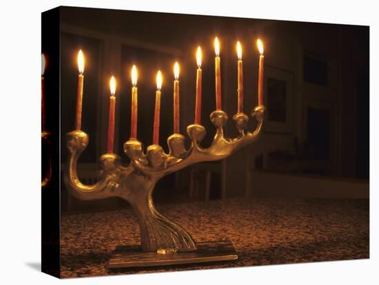 Menorah with Candles, Lit for Chanukah, Bellevue, Washington, USA-Merrill Images-Premier Image Canvas