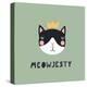 Meowjesty - Illustration of a Cute Funny Cat Face in a Crown-Maria Skrigan-Stretched Canvas