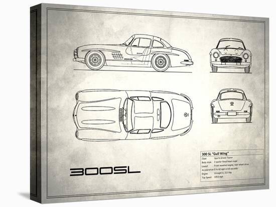 Mercedes 300SL Gullwing White-Mark Rogan-Stretched Canvas