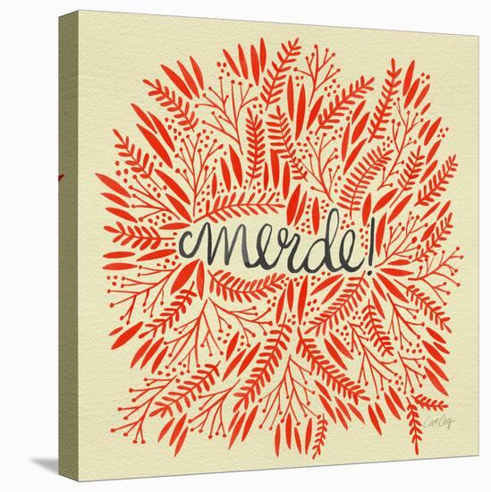 Merde – Red on Yellow-Cat Coquillette-Premier Image Canvas