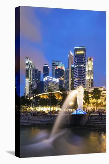 Merlion and Marina Bay Downtown Buildings, Singapore, Southeast Asia, Asia-Christian Kober-Premier Image Canvas