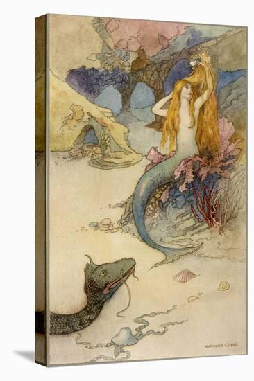 Mermaid Combing Her Hair-Warwick Goble-Premier Image Canvas