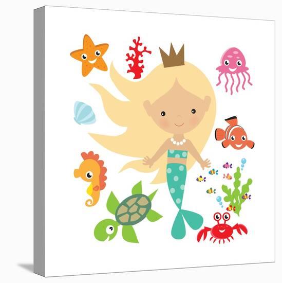 Mermaid Illustration-Svetlana Peskin-Stretched Canvas