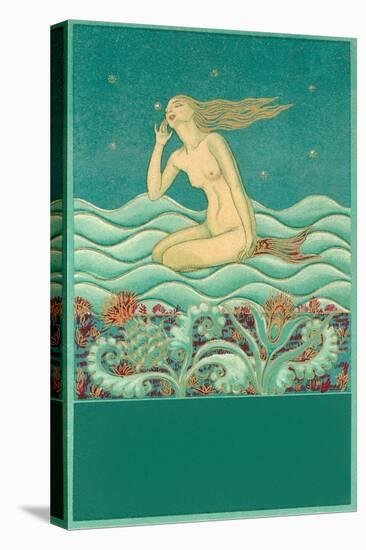 Mermaid Listening to the Ocean-null-Stretched Canvas