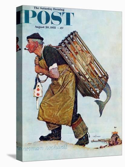 "Mermaid" or "Lobsterman" Saturday Evening Post Cover, August 20,1955-Norman Rockwell-Premier Image Canvas
