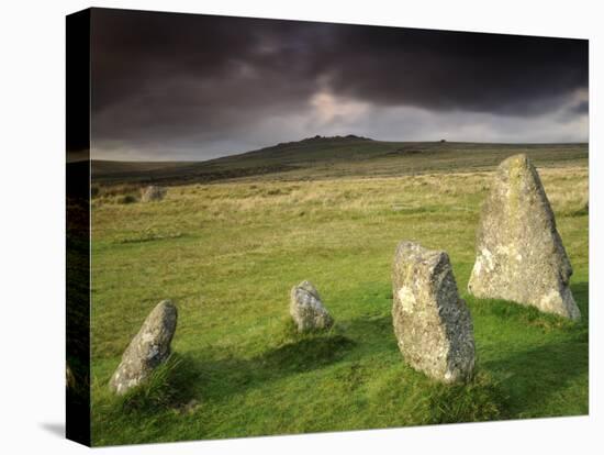 Merrivale Stone Row, Stormy Evening, Dartmoor Np, Devon, Uk. September 2008-Ross Hoddinott-Premier Image Canvas