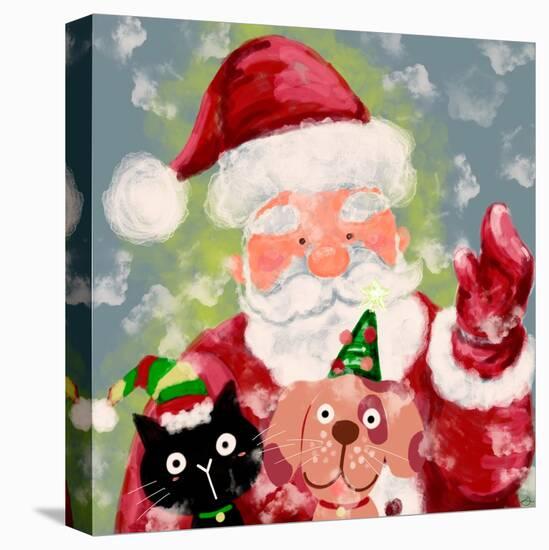 Merry Christmas - Santa And Little Helpers-Stella Chang-Stretched Canvas