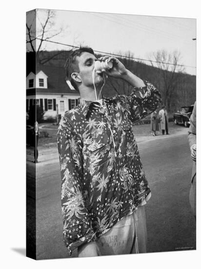 Messy Guzzler Drinking So Fast That Beer Misses His Mouth and Streams Down Front of His Shirt-Yale Joel-Premier Image Canvas