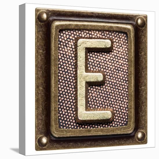 Metal Button Alphabet Letter E-donatas1205-Stretched Canvas