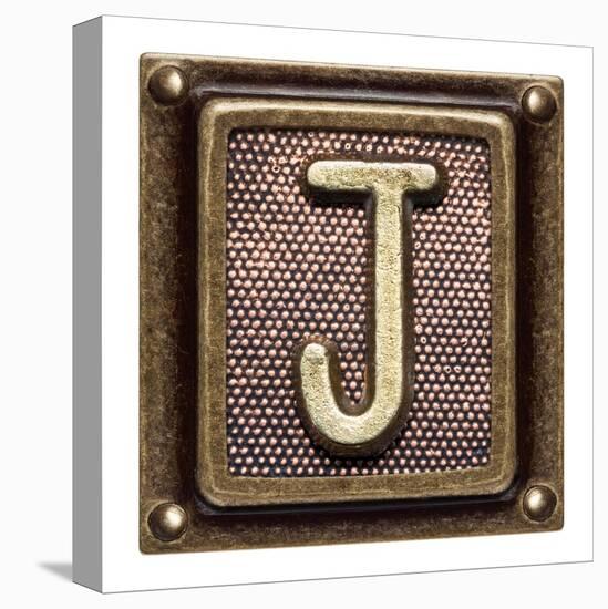 Metal Button Alphabet Letter J-donatas1205-Stretched Canvas