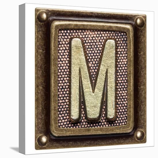 Metal Button Alphabet Letter M-donatas1205-Stretched Canvas