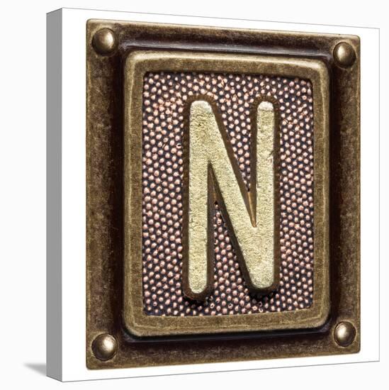 Metal Button Alphabet Letter N-donatas1205-Stretched Canvas