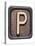 Metal Button Alphabet Letter P-donatas1205-Stretched Canvas