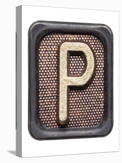 Metal Button Alphabet Letter P-donatas1205-Stretched Canvas