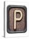 Metal Button Alphabet Letter P-donatas1205-Stretched Canvas